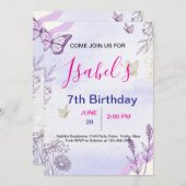 Butterfly Birthday Invitation シーズンカード (正面/裏面)