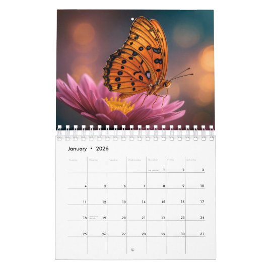 Butterfly Bliss Calendar 2026 カレンダー (1月 2026)