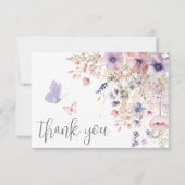 Butterfly Blush Pink Purple Wildflower サンキューカード (正面)
