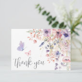 Butterfly Blush Pink Purple Wildflower サンキューカード (スタンド正面)