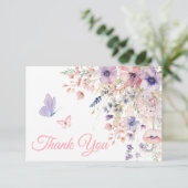Butterfly Blush Pink Purple Wildflower サンキューカード (スタンド正面)