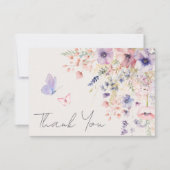 Butterfly Blush Pink Purple Wildflower サンキューカード (正面)