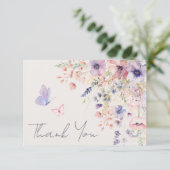 Butterfly Blush Pink Purple Wildflower サンキューカード (スタンド正面)