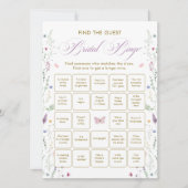 Butterfly Bridal Shower Find the Guest Bingo Game  招待状 (正面)