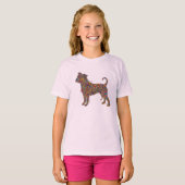 Butterfly Bully Silhouette Art Pitbull Dog Girl's Tシャツ (正面フル)