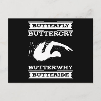 Butterfly Buttercry Butterwhy - 水泳選手デザイン ポストカード
