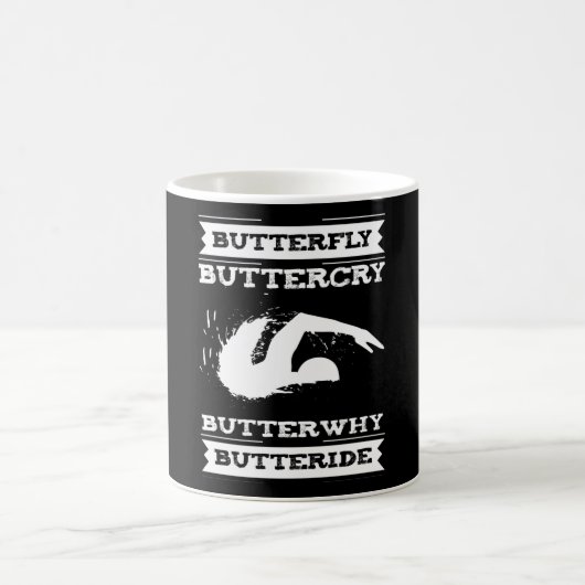 Butterfly Buttercry Butterwhy - Swimmer Design コーヒーマグカップ (中央)