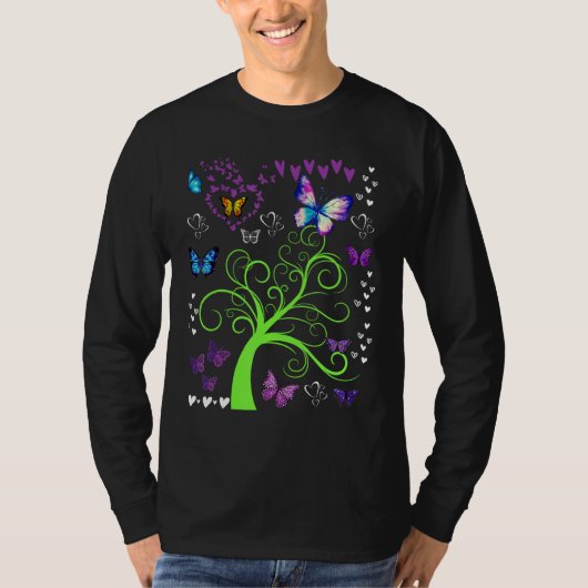 Butterfly  Butterflies Circle The Trees Fun Three Tシャツ (正面)