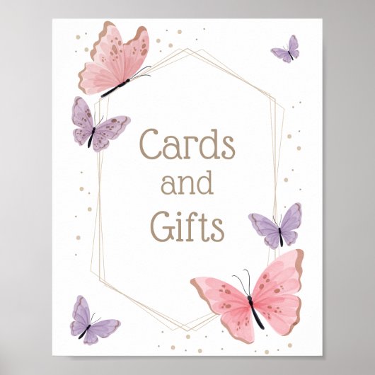 Butterfly Cards and Gifts Sign ポスター (正面)
