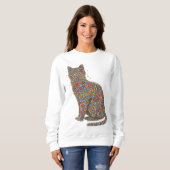 Butterfly Cat Lover Silhouette Art | Graphic Print スウェットシャツ (正面フル)