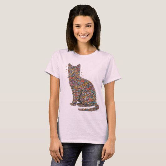 Butterfly Cat Lover Silhouette Art | Graphic Print Tシャツ (正面フル)
