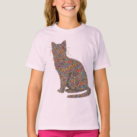 Butterfly Cat Lover Silhouette Art | Graphic Print Tシャツ (正面)