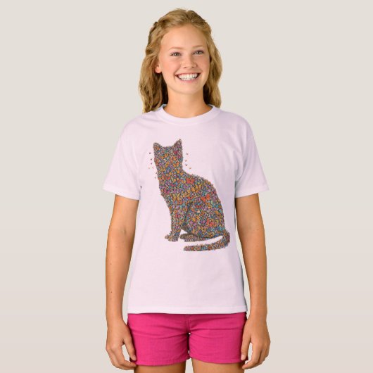 Butterfly Cat Lover Silhouette Art | Graphic Print Tシャツ (正面フル)