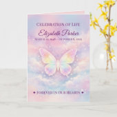 Butterfly Celebration of Life Funeral Program カード (黄色い花)