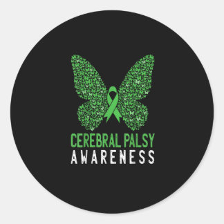 Butterfly Cerebral Palsy Awareness Green Ribbon ラウンドシール