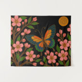 Butterfly Cherry Blossom Moon タペストリー (正面(横))