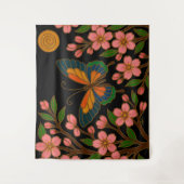 Butterfly Cherry Blossom Moon タペストリー (正面)