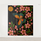 Butterfly Cherry Blossom Moon タペストリー (正面)