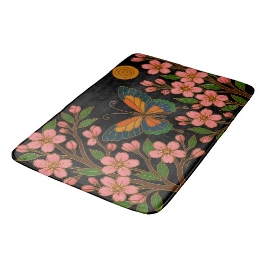 Butterfly Cherry Blossom Moon バスマット (アングル)