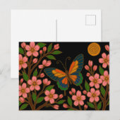 Butterfly Cherry Blossom Moon ポストカード (正面/裏面)