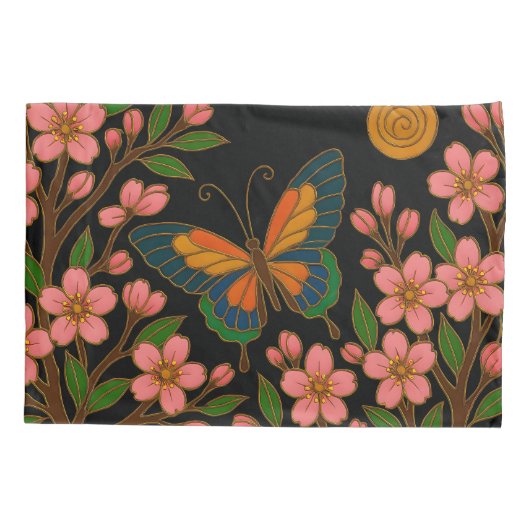 Butterfly Cherry Blossom Moon 枕カバー (裏面)