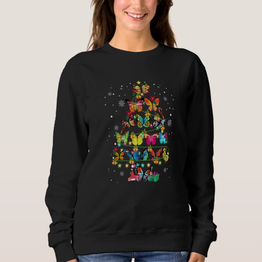 Butterfly Christmas Tree Butterfly Beautiful Xmas  スウェットシャツ (正面)