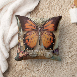 Butterfly Clock Throw Pillow Ecclesiastes 3:11  クッション