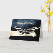 Butterfly Custom Happy Birthday カード (黄色い花)