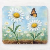 Butterfly Delivering Mail to a Daisy マウスパッド (正面)
