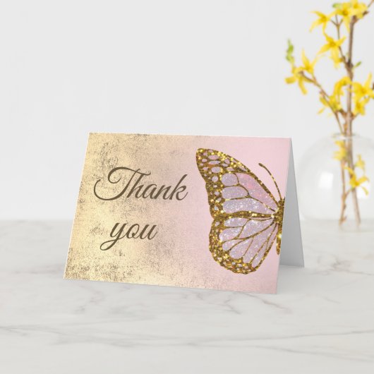 butterfly design thank you カード (黄色い花)