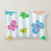 Butterfly Dreams Blue Stripe アクセントクッション (正面)
