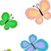 Butterfly Dreams Blue Stripe アクセントクッション