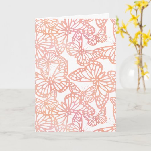 Butterfly Dreams (Peach) Blank カード (黄色い花)