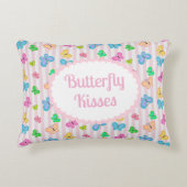 Butterfly Dreams Personalized  Pink Stripe アクセントクッション (正面)
