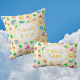 Butterfly Dreams Personalized Yellow White Stripe  ランバークッション