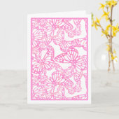 Butterfly Dreams (Pink) Blank カード (黄色い花)