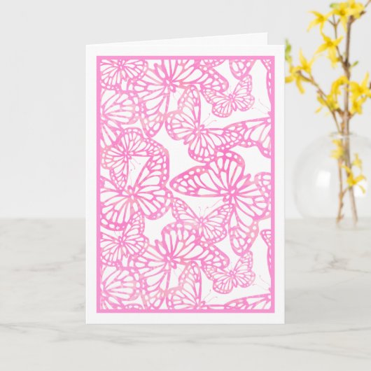 Butterfly Dreams (Pink) Blank カード (黄色い花)