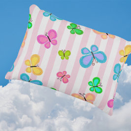 Butterfly Dreams Pink Stripe アクセントクッション