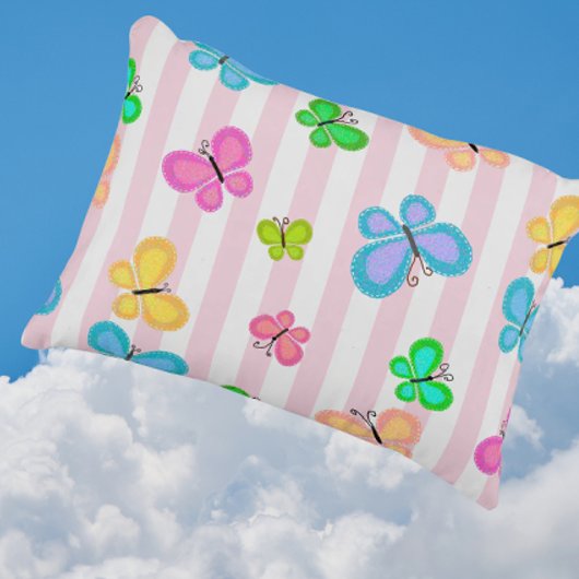 Butterfly Dreams Pink Stripe アクセントクッション