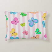 Butterfly Dreams Pink Stripe アクセントクッション (正面)