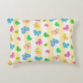 Butterfly Dreams Yellow White Stripe アクセントクッション (正面)