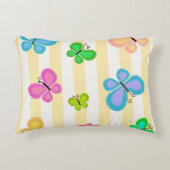Butterfly Dreams Yellow White Stripe アクセントクッション (正面)