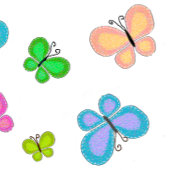 Butterfly Dreams Yellow White Stripe アクセントクッション