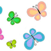 Butterfly Dreams Yellow White Stripe アクセントクッション