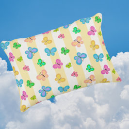Butterfly Dreams Yellow White Stripe アクセントクッション