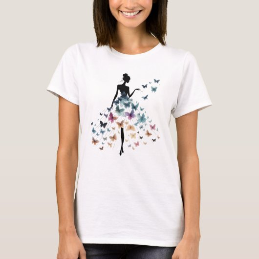 Butterfly Dress Silhouette Art Tシャツ (正面)