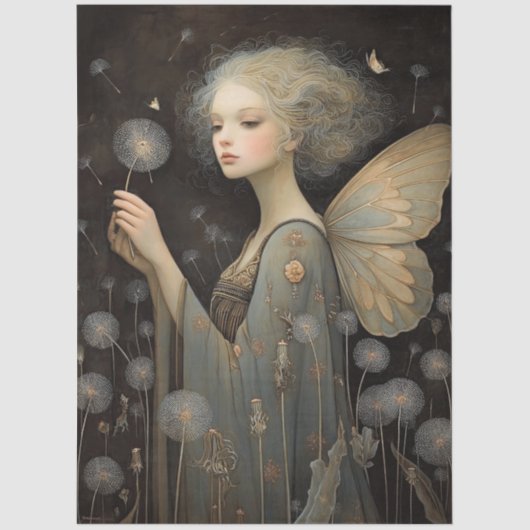Butterfly Fairy & Dandelion Field Decoupage Art 薄葉紙 (正面)