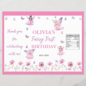 Butterfly Fairy First Birthday Chip Bag Wrapper チラシ (正面)
