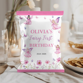 Butterfly Fairy First Birthday Chip Bag Wrapper チラシ