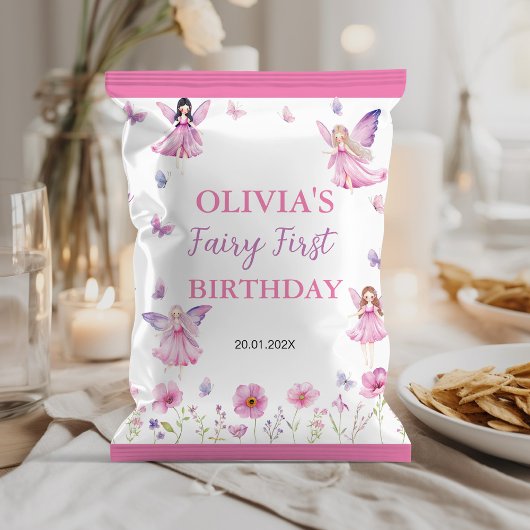 Butterfly Fairy First Birthday Chip Bag Wrapper チラシ